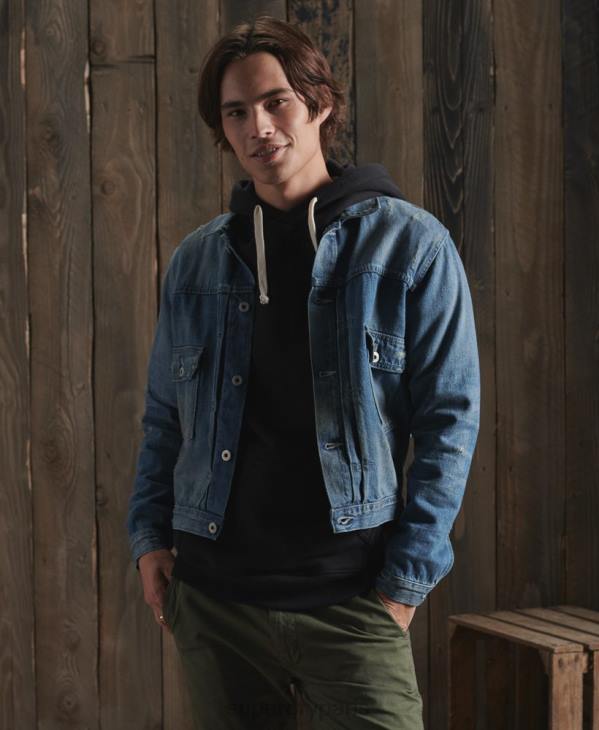 Superdry Hommes veste de travail japonaise sèche en édition limitée D64Z4733 vêtements bleu