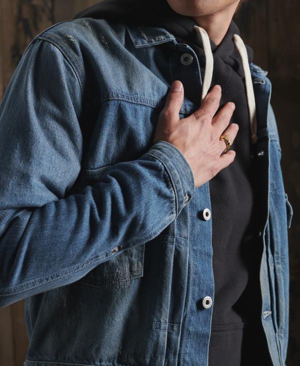 Superdry Hommes veste de travail japonaise sèche en édition limitée D64Z4733 vêtements bleu