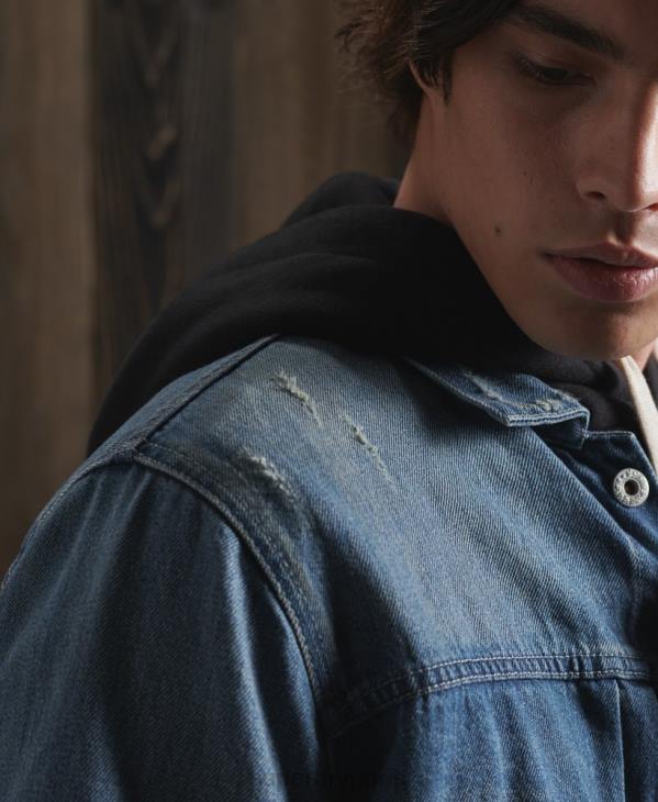 Superdry Hommes veste de travail japonaise sèche en édition limitée D64Z4733 vêtements bleu