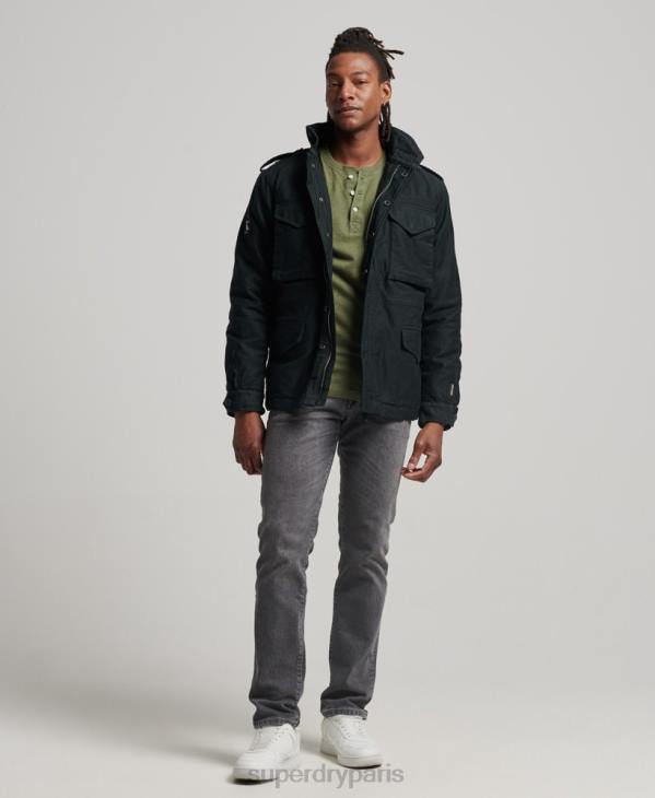 Superdry Hommes veste doublée militaire m65 field borg D64Z4434 vêtements gris foncé