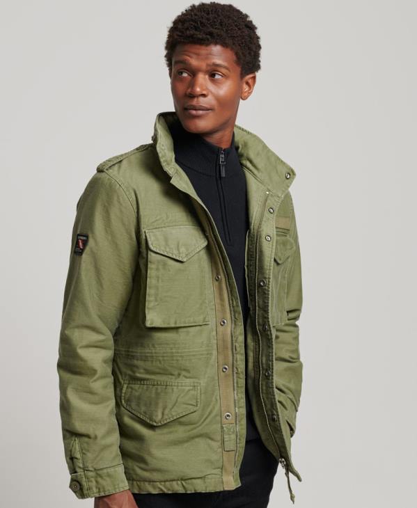 Superdry Hommes veste doublée militaire m65 field borg D64Z4689 vêtements kaki