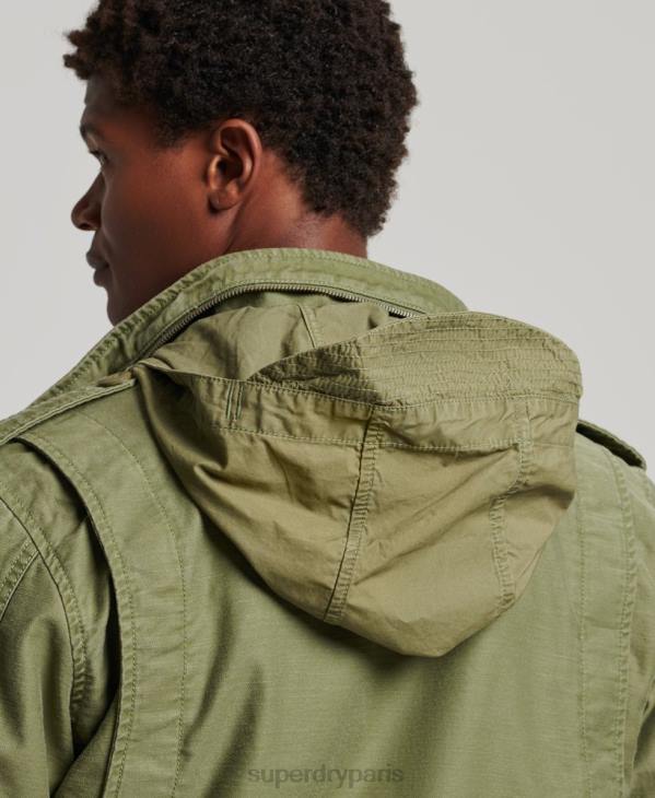 Superdry Hommes veste doublée militaire m65 field borg D64Z4689 vêtements kaki