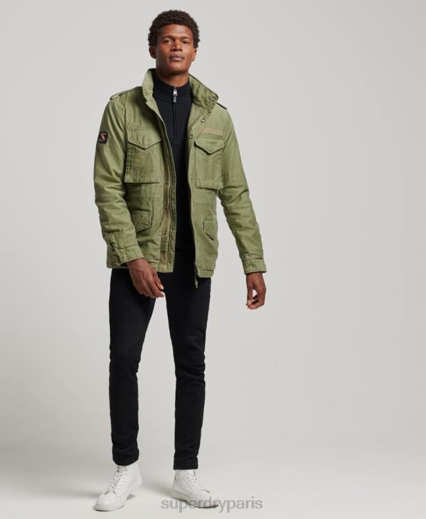 Superdry Hommes veste doublée militaire m65 field borg D64Z4689 vêtements kaki