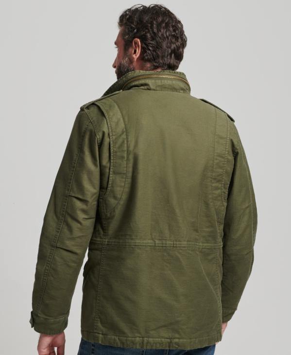 Superdry Hommes veste doublée militaire m65 field borg D64Z915 vêtements kaki