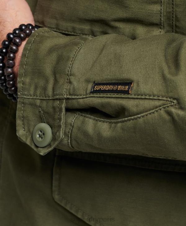 Superdry Hommes veste doublée militaire m65 field borg D64Z915 vêtements kaki