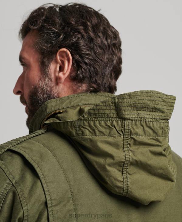 Superdry Hommes veste doublée militaire m65 field borg D64Z915 vêtements kaki
