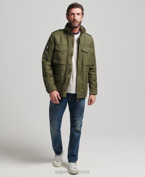 Superdry Hommes veste doublée militaire m65 field borg D64Z915 vêtements kaki