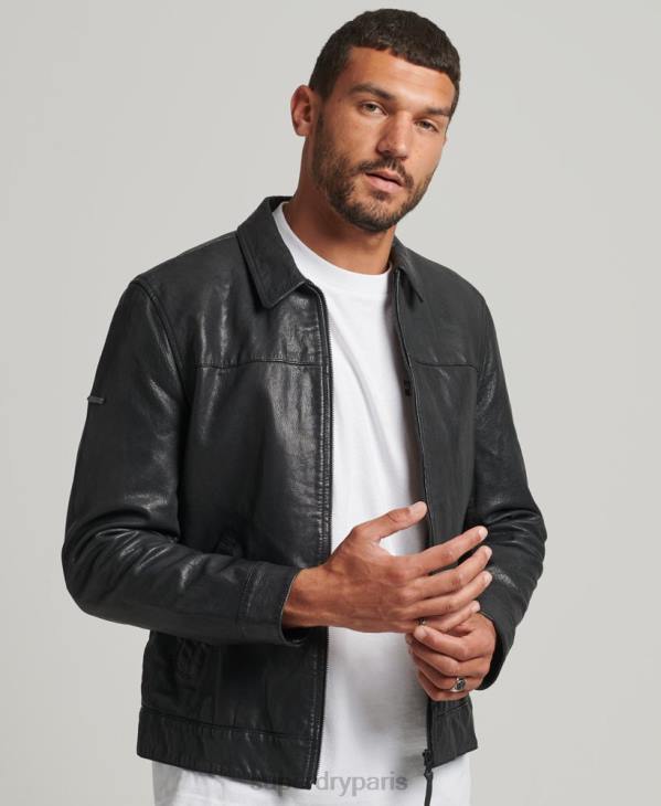 Superdry Hommes veste en cuir coupe slim coach D64Z948 vêtements noir