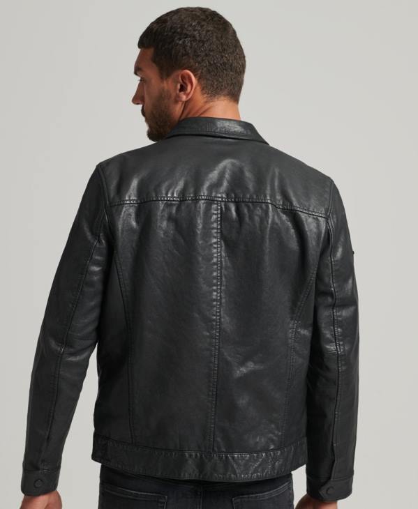 Superdry Hommes veste en cuir coupe slim coach D64Z948 vêtements noir