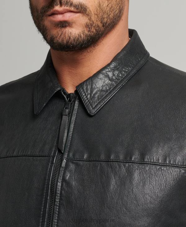 Superdry Hommes veste en cuir coupe slim coach D64Z948 vêtements noir