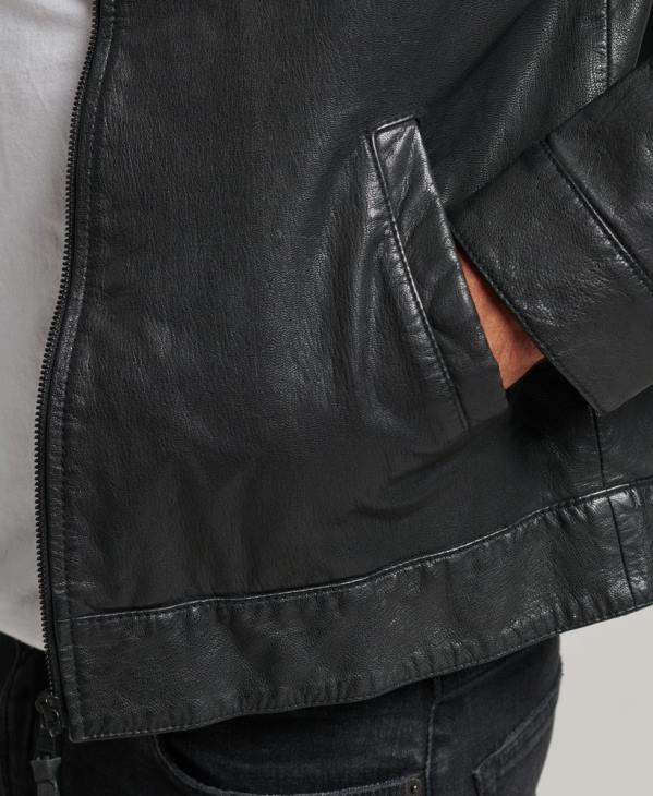 Superdry Hommes veste en cuir coupe slim coach D64Z948 vêtements noir