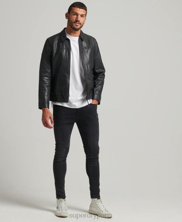 Superdry Hommes veste en cuir coupe slim coach D64Z948 vêtements noir