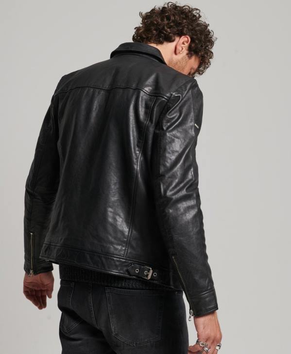 Superdry Hommes veste en cuir coupe slim coach D64Z991 vêtements noir