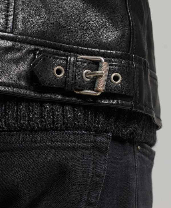 Superdry Hommes veste en cuir coupe slim coach D64Z991 vêtements noir