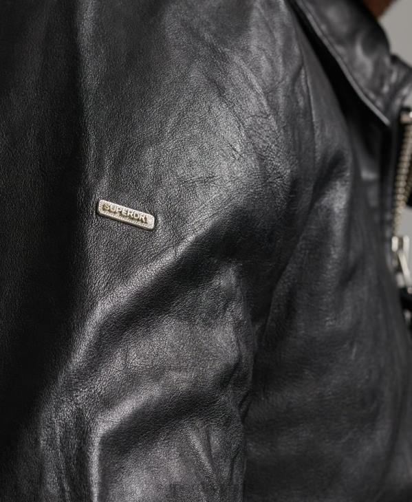 Superdry Hommes veste en cuir coupe slim coach D64Z991 vêtements noir