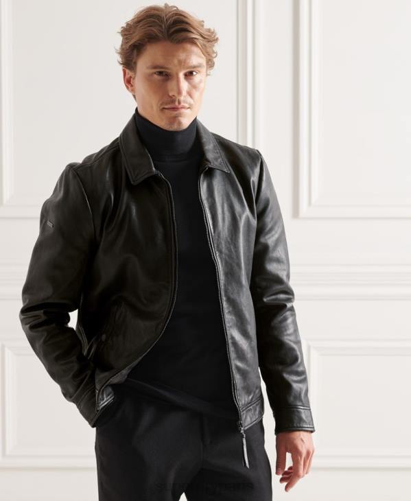 Superdry Hommes veste en cuir d'entraîneur des studios D64Z4781 vêtements noir