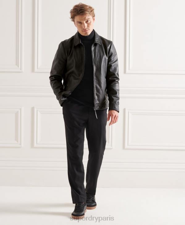 Superdry Hommes veste en cuir d'entraîneur des studios D64Z4781 vêtements noir