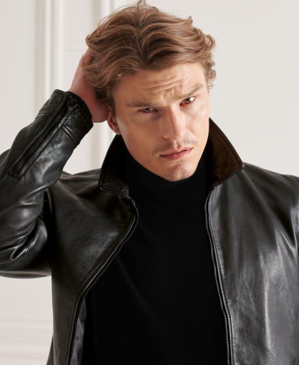 Superdry Hommes veste en cuir d'entraîneur des studios D64Z4781 vêtements noir