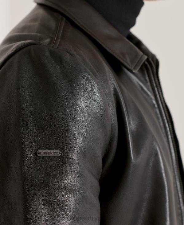 Superdry Hommes veste en cuir d'entraîneur des studios D64Z4781 vêtements noir