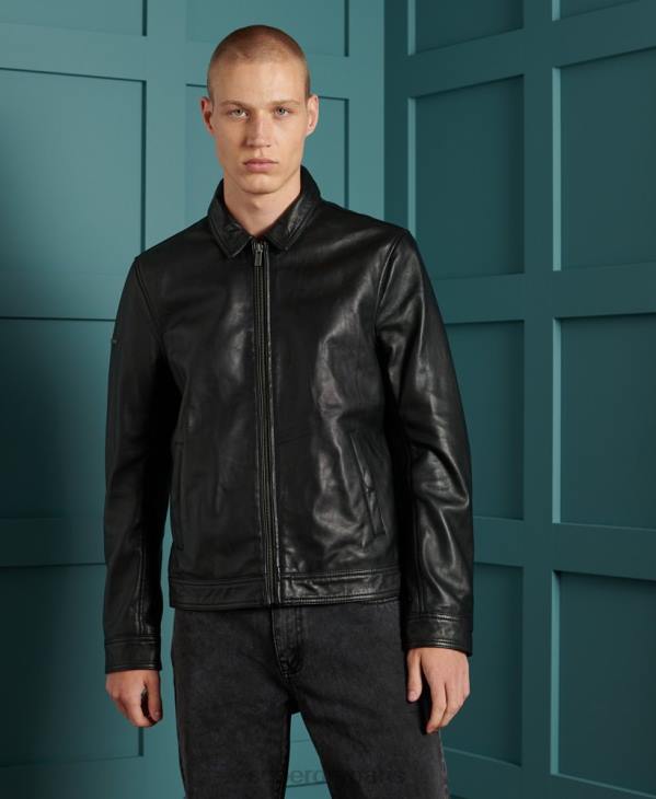 Superdry Hommes veste en cuir léger curtis D64Z4608 vêtements noir