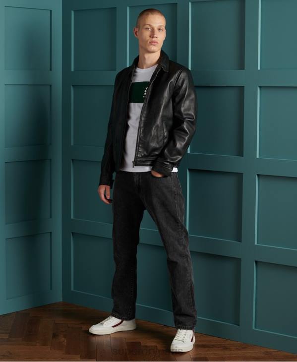 Superdry Hommes veste en cuir léger curtis D64Z4608 vêtements noir
