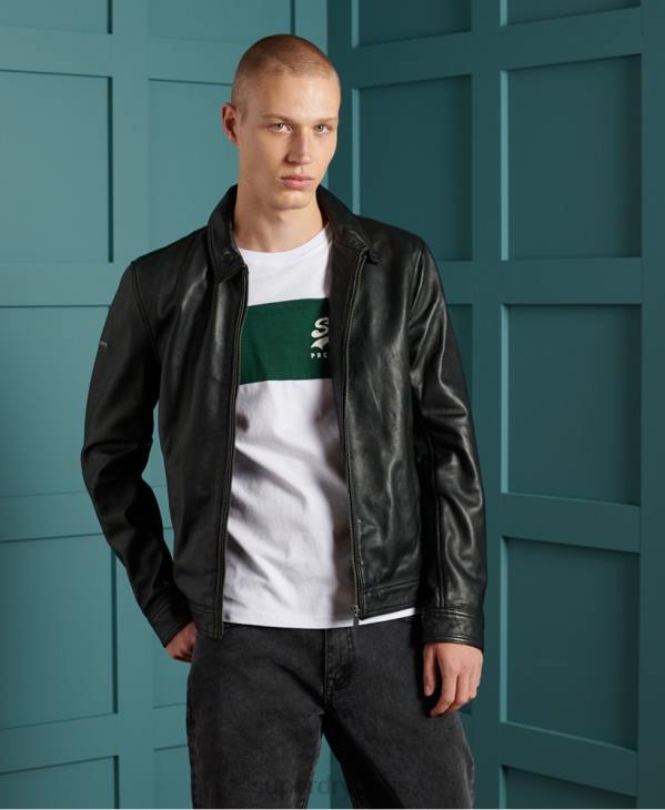 Superdry Hommes veste en cuir léger curtis D64Z4608 vêtements noir