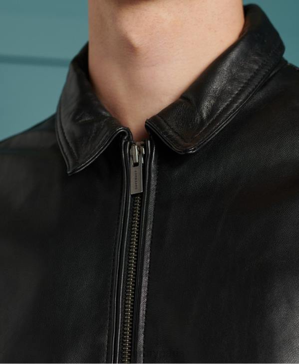 Superdry Hommes veste en cuir léger curtis D64Z4608 vêtements noir