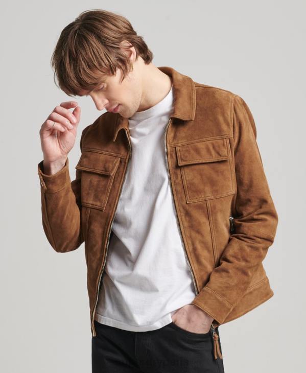 Superdry Hommes veste en daim des années 70 D64Z921 vêtements brun