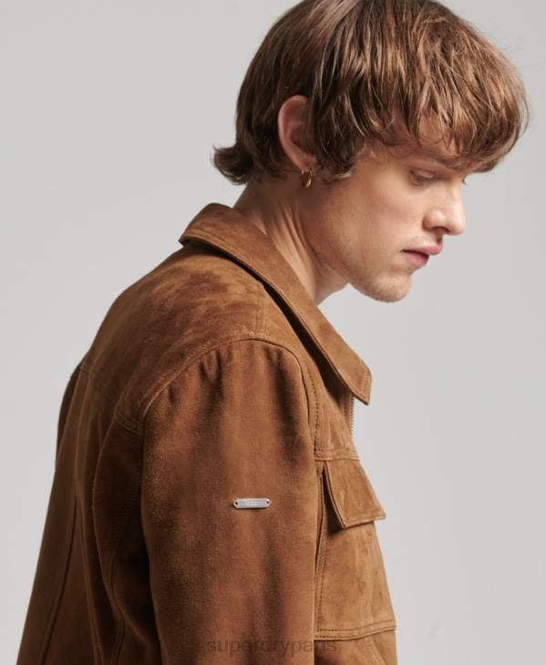 Superdry Hommes veste en daim des années 70 D64Z921 vêtements brun