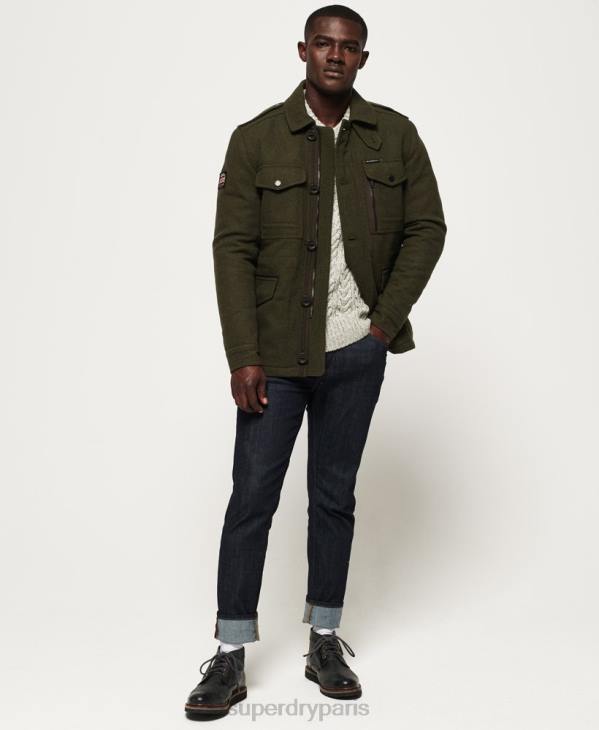 Superdry Hommes veste en laine à quatre poches tito D64Z1203 vêtements vert