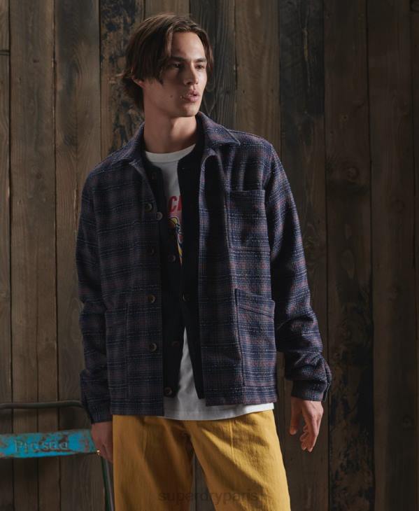 Superdry Hommes veste en laine sèche en édition limitée D64Z4761 vêtements bleu