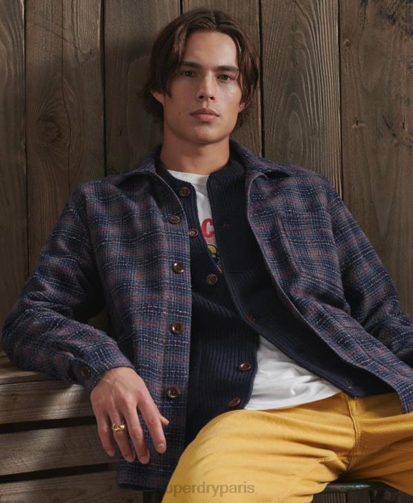 Superdry Hommes veste en laine sèche en édition limitée D64Z4761 vêtements bleu