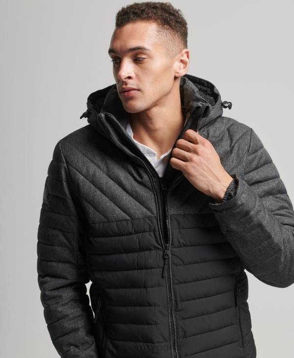 Superdry Hommes veste fuji en tweed mélangé D64Z4548 vêtements gris foncé