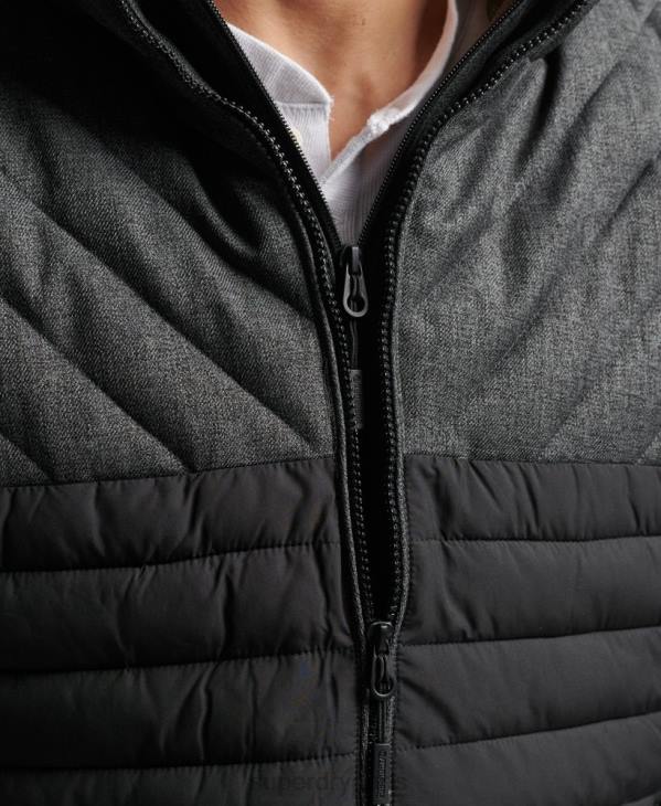 Superdry Hommes veste fuji en tweed mélangé D64Z4548 vêtements gris foncé