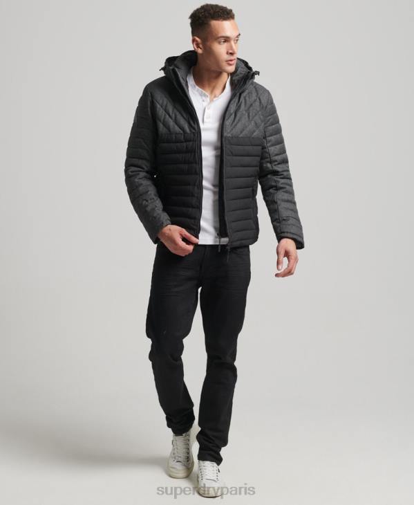 Superdry Hommes veste fuji en tweed mélangé D64Z4548 vêtements gris foncé