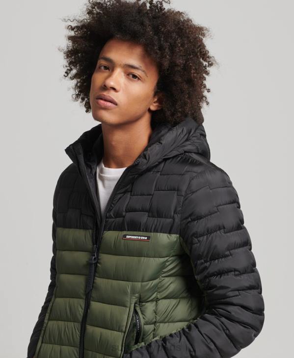 Superdry Hommes veste fuji matelassée en mélange radar d'expédition D64Z4694 vêtements kaki
