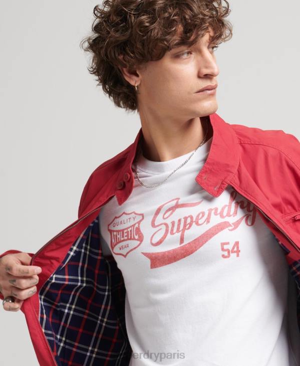 Superdry Hommes veste harrington collégiale vintage D64Z4466 vêtements rouge