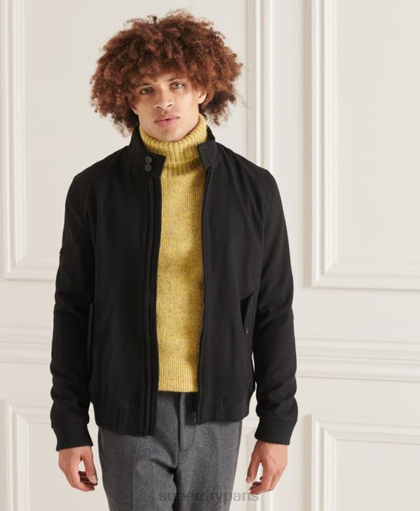 Superdry Hommes veste harrington en laine studios D64Z4672 vêtements noir