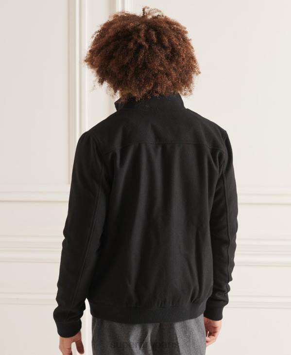 Superdry Hommes veste harrington en laine studios D64Z4672 vêtements noir