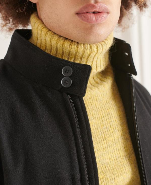 Superdry Hommes veste harrington en laine studios D64Z4672 vêtements noir