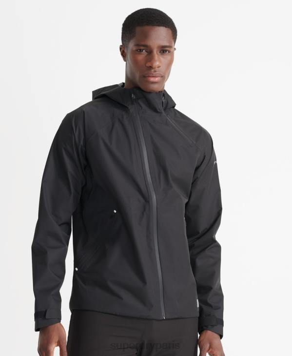 Superdry Hommes veste imperméable asymétrique d'entraînement D64Z4787 vêtements noir