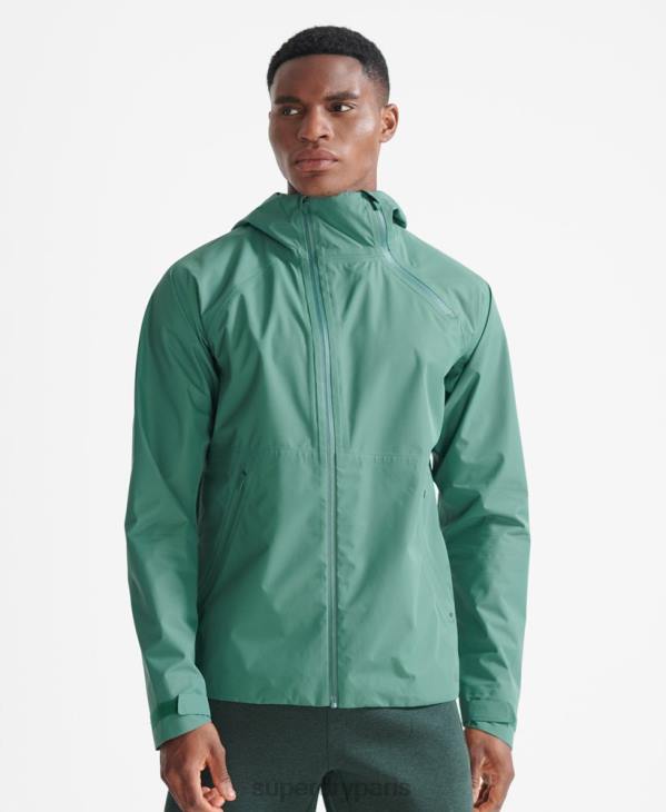 Superdry Hommes veste imperméable asymétrique train D64Z5399 vêtements vert