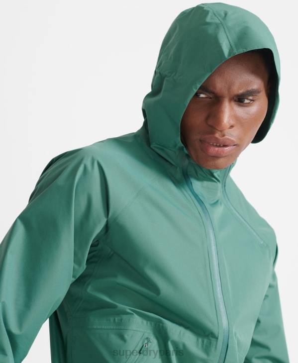Superdry Hommes veste imperméable asymétrique train D64Z5399 vêtements vert