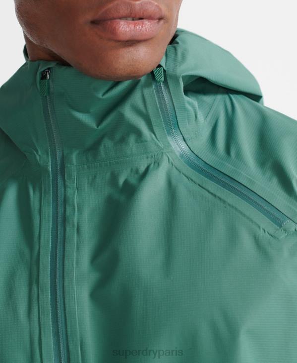 Superdry Hommes veste imperméable asymétrique train D64Z5399 vêtements vert