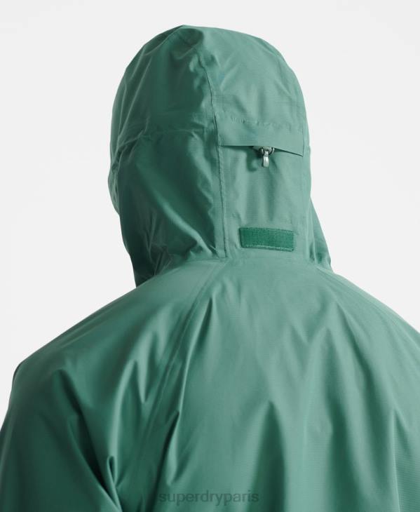 Superdry Hommes veste imperméable asymétrique train D64Z5399 vêtements vert