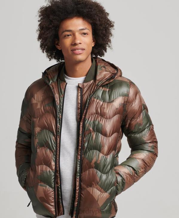 Superdry Hommes veste intermédiaire à capuche D64Z4700 vêtements vert