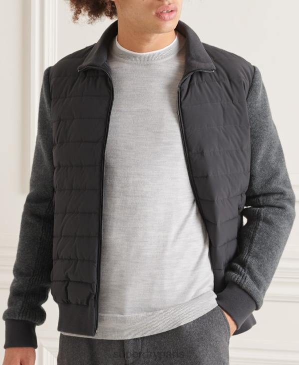 Superdry Hommes veste matelassée en maille mélangée studios D64Z1039 vêtements gris foncé