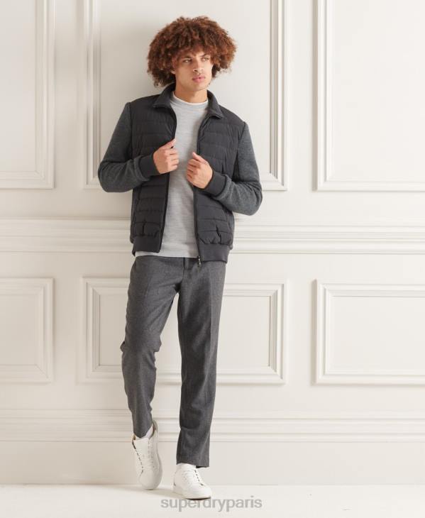 Superdry Hommes veste matelassée en maille mélangée studios D64Z1039 vêtements gris foncé