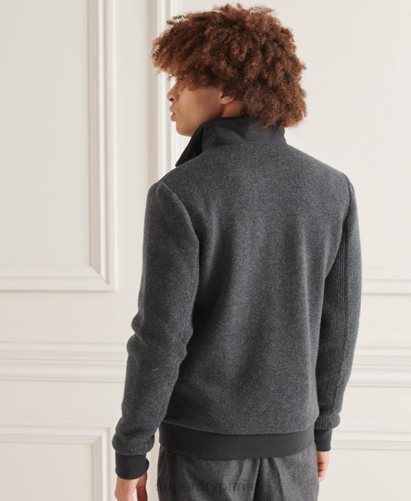 Superdry Hommes veste matelassée en maille mélangée studios D64Z1039 vêtements gris foncé