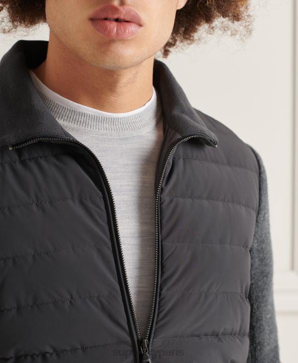 Superdry Hommes veste matelassée en maille mélangée studios D64Z1039 vêtements gris foncé